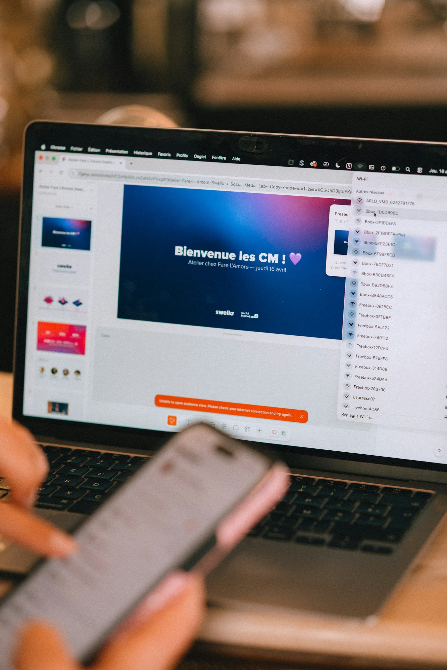 Marketing tools open on a laptop during campaign coordination